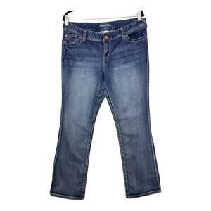 Maurices Straight Jeans 14 Short Embroidered Pockets Zip Fly Stretchy